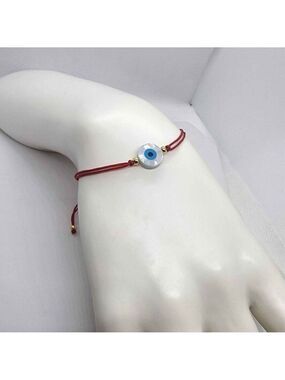 New Evil Eye Bracelet with Red String – Round Charm for Luck & Protection